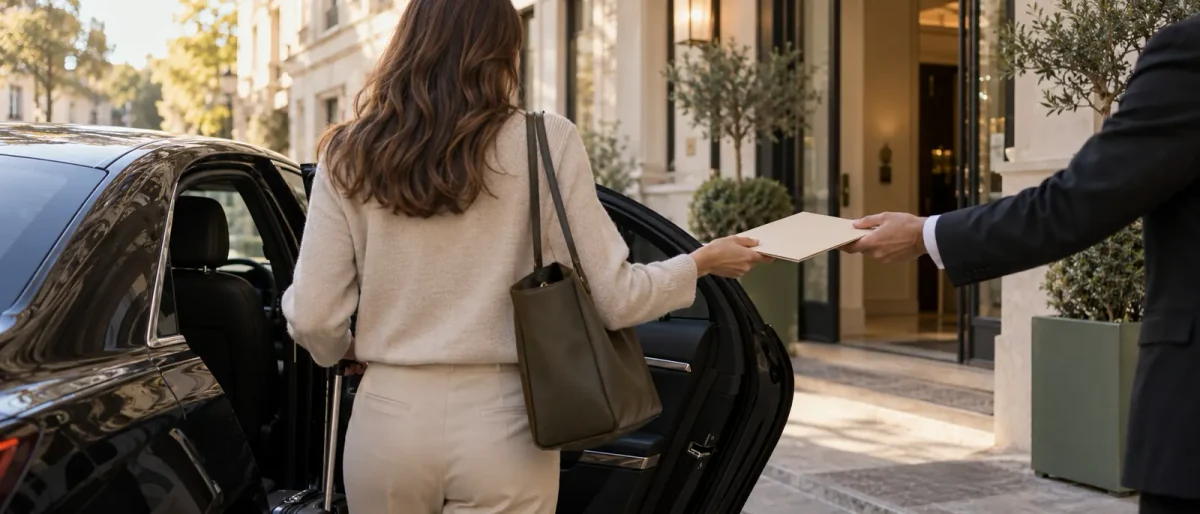 Una paziente arriva in clinica in auto mentre le viene consegnato il piano di trattamento scritto